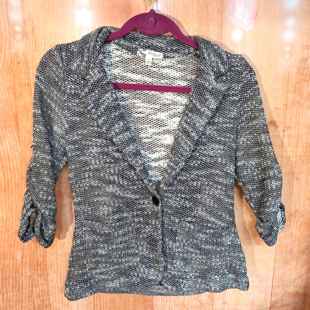About A Girl Black and Gray Cardigan Sweater with V-Neck NWOT